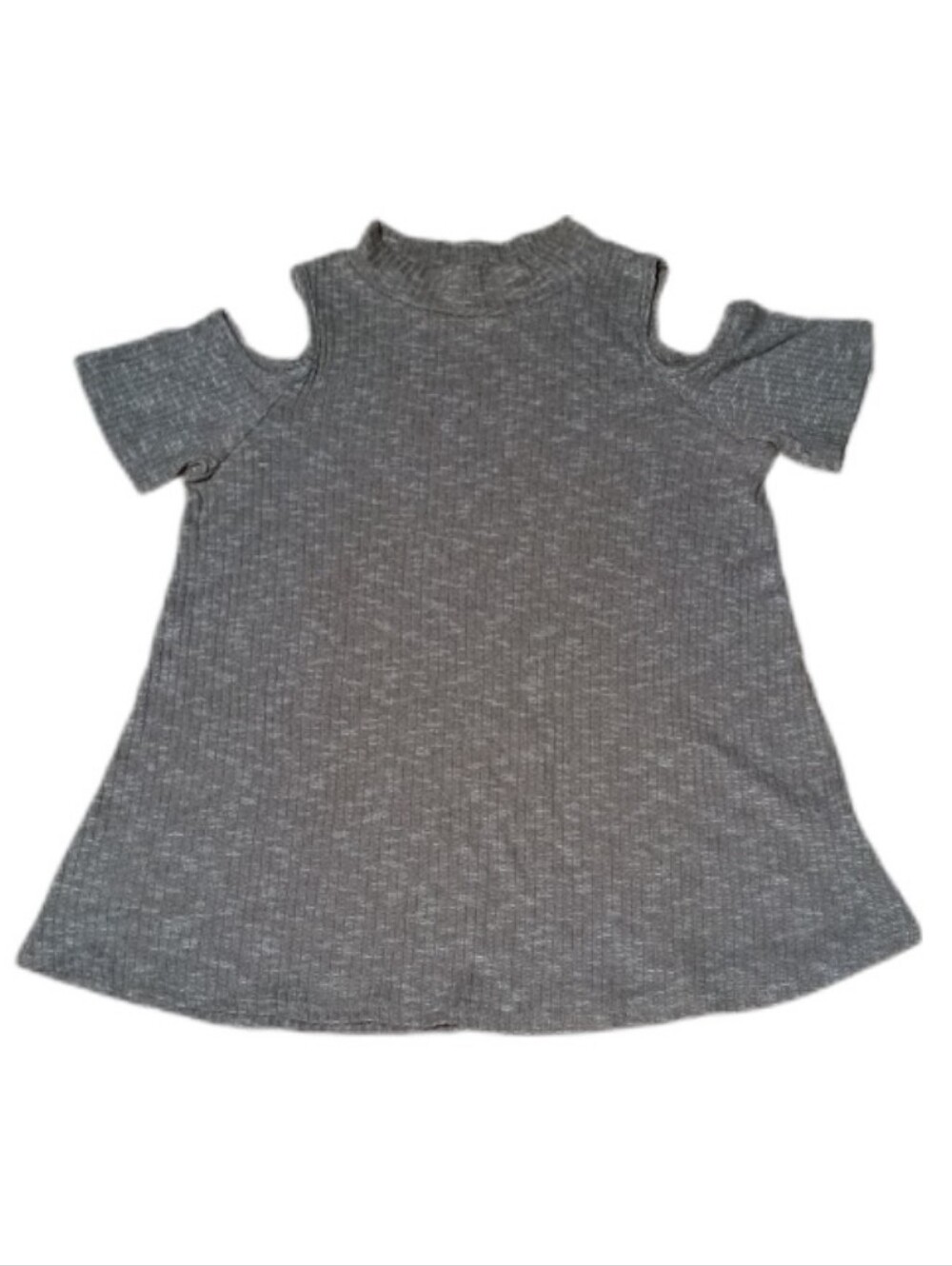 Social Teen Cold-Shoulder Gray Knit Sweatshirt Top